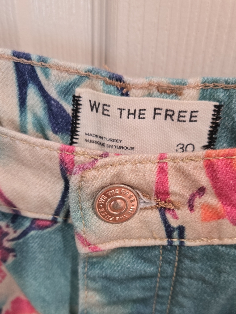Free People Good Luck Barrel Jeans Pool Floral 30 - Picture 7 of 15